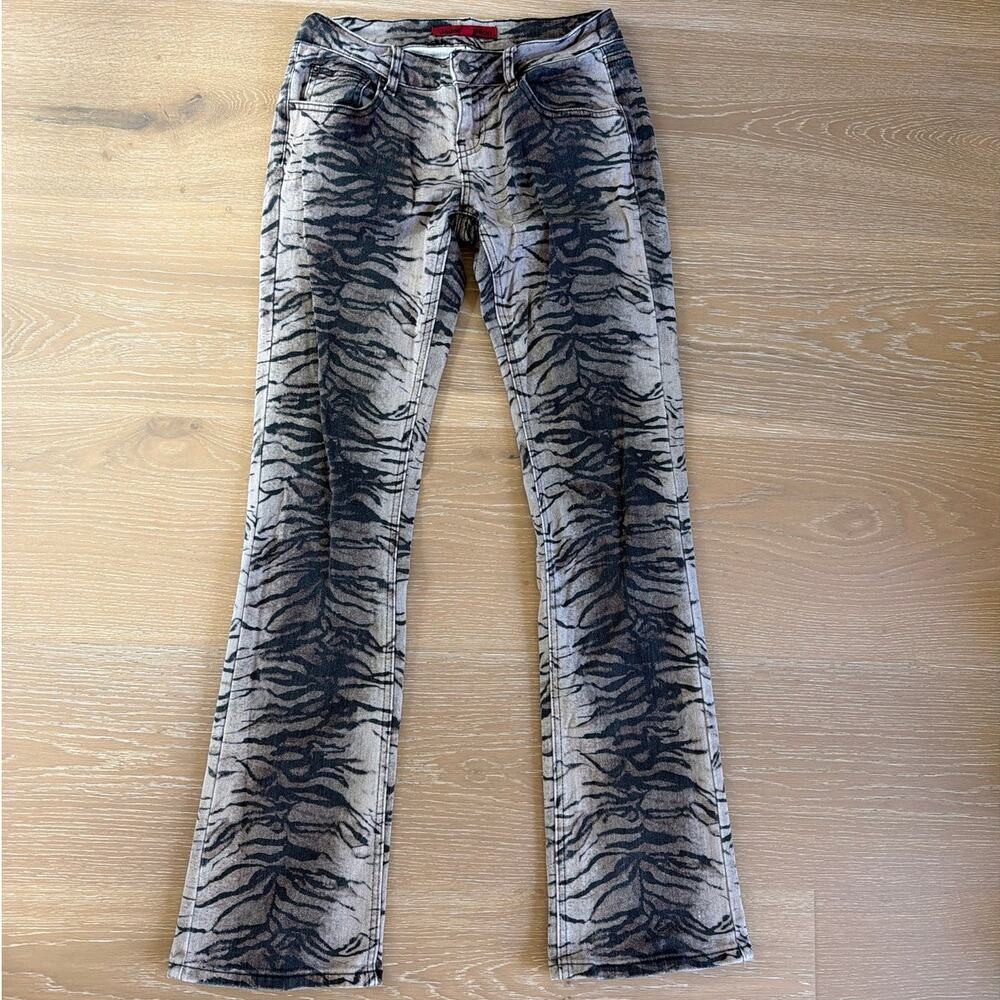 Jaded London Jeans Bootcut Tiger Print Size 26 Black Grayish Taupe